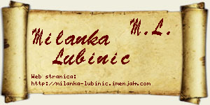 Milanka Lubinić vizit kartica